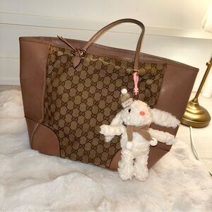 Authentic vintage Gucci GG Canvas Bree Tote Dusty Pink & Brown